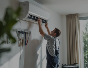 Man Working On Split System
