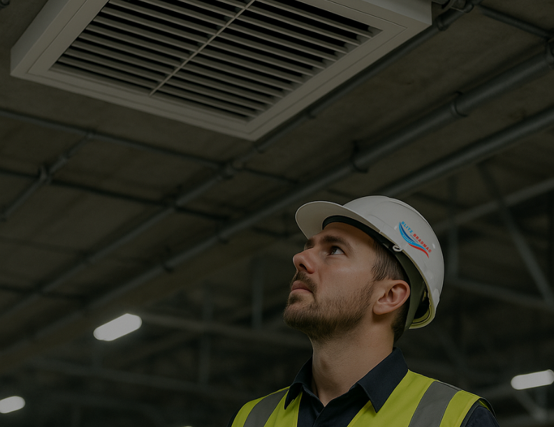 Man in Factory looking at aircon unit